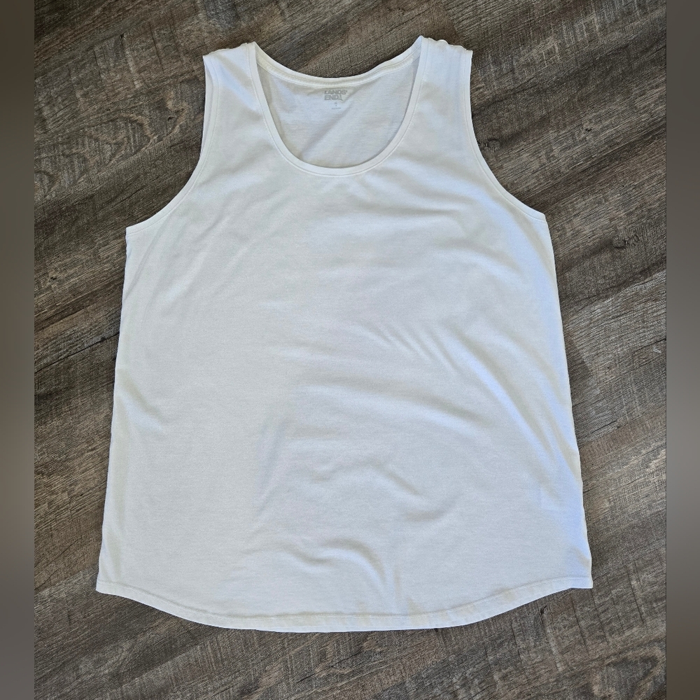 Lands' End White Tank Top with Rounded Neckline